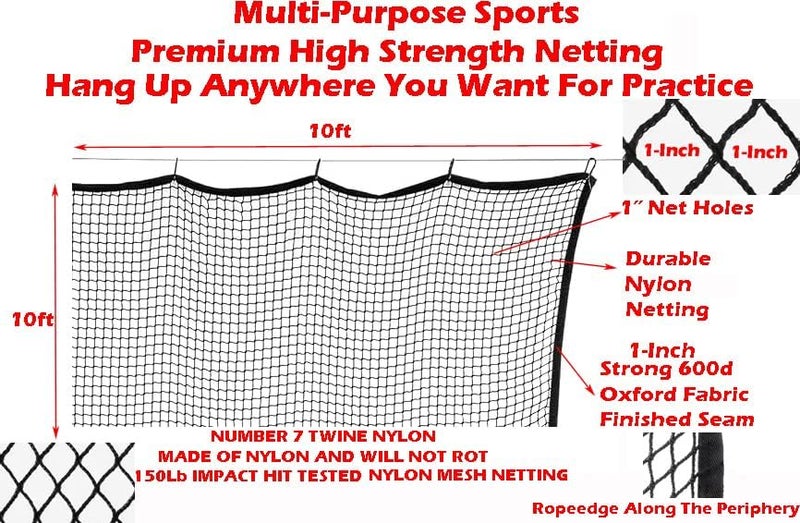 Mcage 10ft,15ft & 20ft Multi-Sports Netting in/Outdoor All Season Frequent Use Golf Hitting Practice Net with Around Finished Seam Durable Strong 150 LB Tested Nylon Mesh Net 1-Inch Mesh Holes - Image 3
